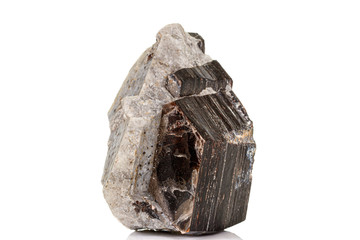 Macro of a mineral stone Vesuvianite on a white background