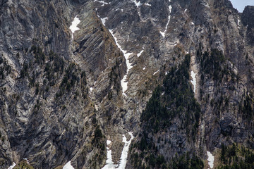 The beautiful Aiguestortes i Estany de Sant Maurici National Park of the Spanish Pyrenees mountain...