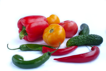  fresh vegetables on white background ready for cooking