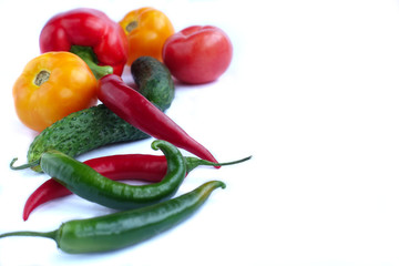  fresh vegetables on white background ready for cooking