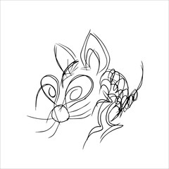 Animal Line Art Monochrome Style