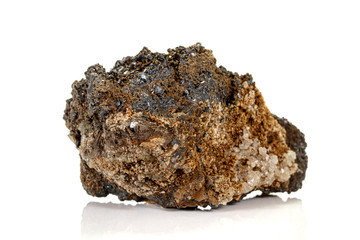 Macro of a mineral stone Vesuvianite on a white background