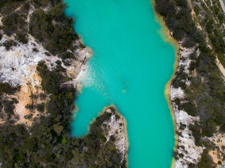 Aerial of Little Blue Lake in Mount Cameron, Tasmania, Australia
