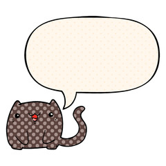cartoon cat and speech bubble in comic book style