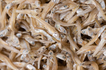 Sun dried anchovies used in Asian cuisine