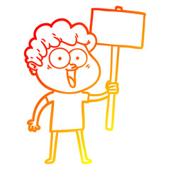 warm gradient line drawing cartoon happy man