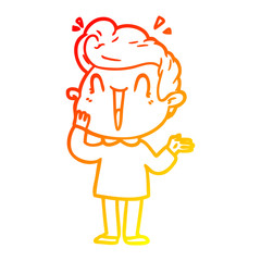 warm gradient line drawing cartoon excited man
