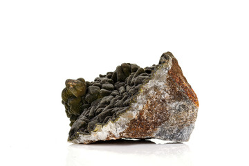 Macro stone Stannite mineral on white background