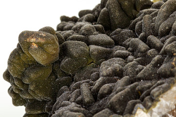 Macro stone Stannite mineral on white background