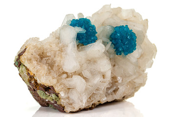 Macro stone mineral Cavansite on white background