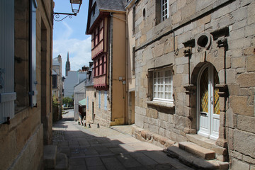 Fototapeta na wymiar street and buildings (houses) in quimper (brittany - france) 