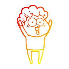 warm gradient line drawing cartoon happy man