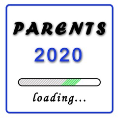 birth announcement - parents 2020 blue - isolated on white background