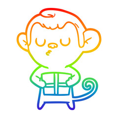 rainbow gradient line drawing cartoon monkey