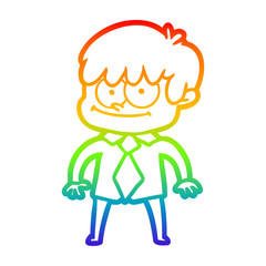 rainbow gradient line drawing happy cartoon man