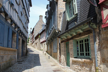 Fototapeta na wymiar street and buildings (houses) in quimper (brittany - france) 
