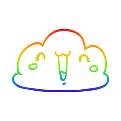 rainbow gradient line drawing cute cartoon cloud