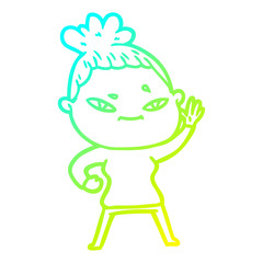 cold gradient line drawing cartoon woman