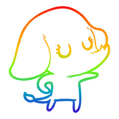 rainbow gradient line drawing cute cartoon elephant