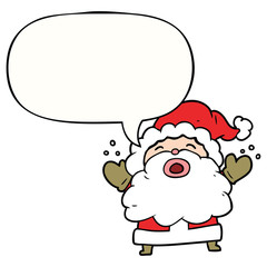 cartoon santa claus shouting in frustration and speech bubble