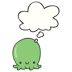 cute cartoon octopus and thought bubble
