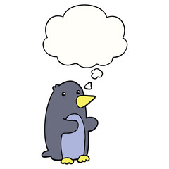 Obraz premium cartoon penguin and thought bubble