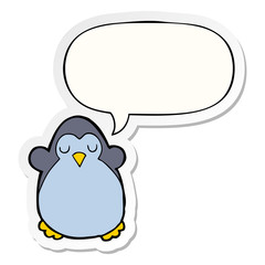 cartoon penguin and speech bubble sticker