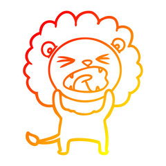 warm gradient line drawing cartoon lion