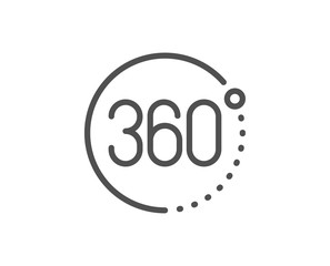 360 degrees line icon. VR simulation sign. Panoramic view symbol. Quality design element. Linear style 360 degrees icon. Editable stroke. Vector