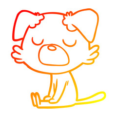 warm gradient line drawing cartoon dog