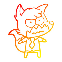 warm gradient line drawing cartoon annoyed fox