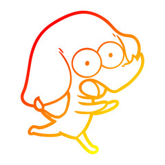 warm gradient line drawing cute cartoon elephant