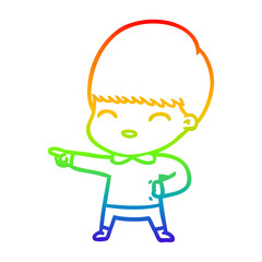 rainbow gradient line drawing happy cartoon boy