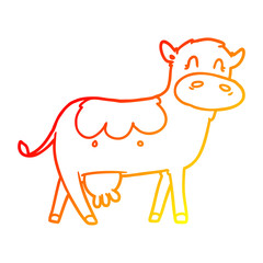 warm gradient line drawing cartoon dairy cow