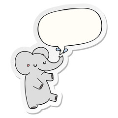 cartoon dancing elephant and speech bubble sticker