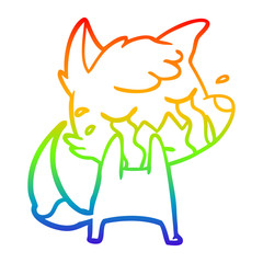 rainbow gradient line drawing crying fox cartoon