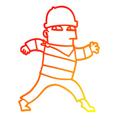 warm gradient line drawing cartoon thief