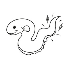 Coloring page with an electric eel. Vector Illustration.