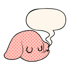 cartoon elephant face and speech bubble in comic book style