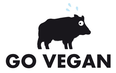 Frightened wild boar “GO VEGAN“