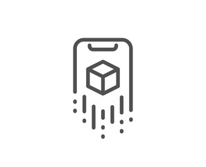 Augmented reality phone line icon. VR simulation sign. 3d cube symbol. Quality design element. Linear style augmented reality icon. Editable stroke. Vector