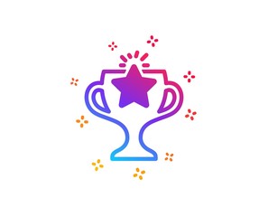 Winner cup icon. Sport Trophy with Star symbol. Victory achievement or Championship prize sign. Dynamic shapes. Gradient design victory icon. Classic style. Vector