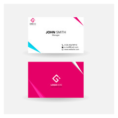 business card name card simple design_pink with minimalist blue