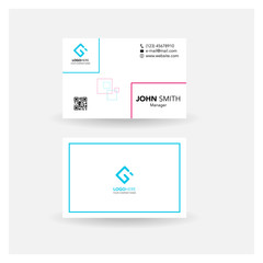 business card name card simple design_rectangle blue pink