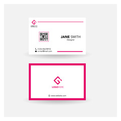 business card name card simple design_square magenta pink