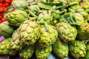 Green artichoke for sale at the local marketplace