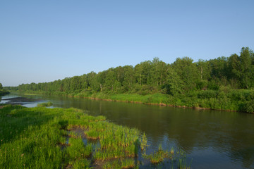 Fototapeta na wymiar Landscape with river and blue sky