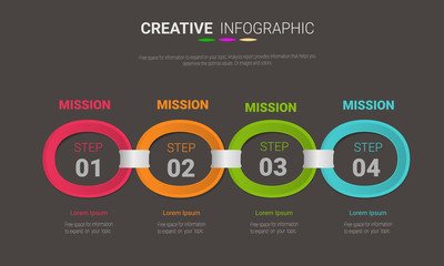 Abstract infographics number options template with steps, with 4 label.
