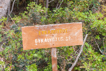 Eucalypt sign on the hotel territory