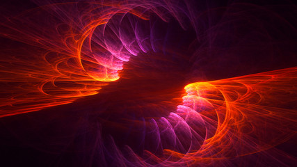 3D rendering abstract red fractal light background